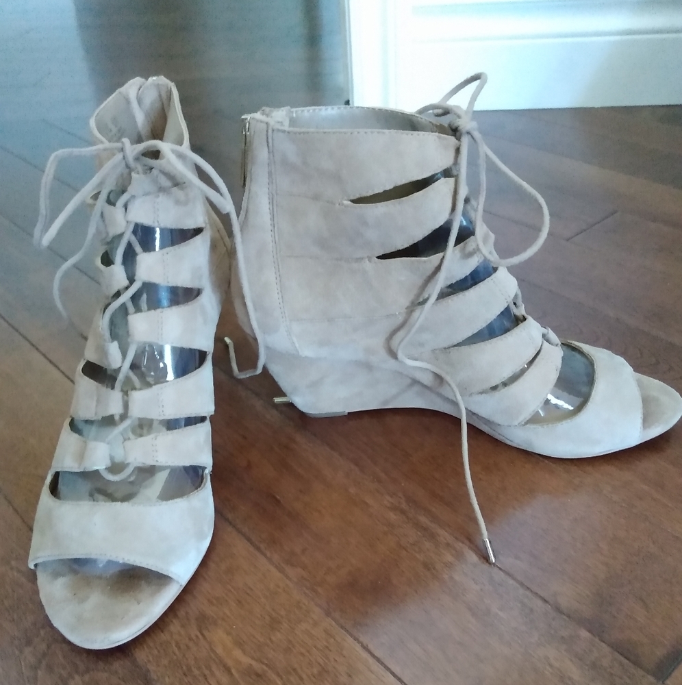 Sam Edelman caged lace-up wedge heels sandals